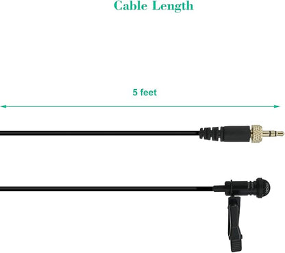 2-Pack Mic Replacement for DJI, Rode, Sennheiser Wireless Transmitter Lavalier Lapel Microphone - Wearable, Omnidirectional, 3.5mm TRS