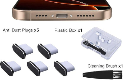 USB C Dust Plug, 5 Pack Type C Anti Dust Plug Cover Charging Port Protector Cap, Compatible with iPhone 17 16 15 Pro Max Plus Samsung Galaxy S25 S24 S23 S22, All USB Type-C Ports