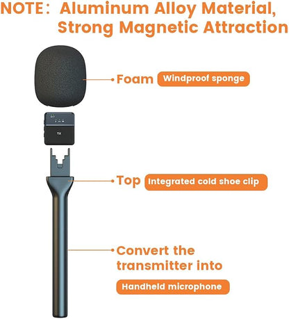 Mic Handle for DJI RODE Microphone Handheld Stand for Wireless GO, Interview Microphone Rig for All Lavalier Mic, Wireless MiniMic Adapter for Vlogging/Interview/Podcast/Reports/Content Creation