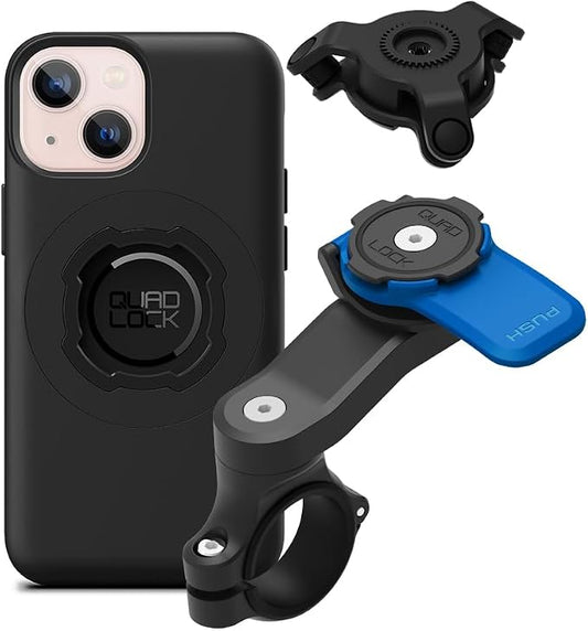 Quad Lock Motorcycle Handlebar Mount Kit with Vibration Dampener and MAG Phone Case for iPhone 13 Mini