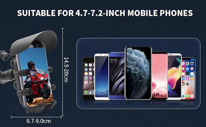 Motorcycle Phone Mount Holder - Sun Proof&Rain Proof&Vibration Proof&Anti Theft Phone Metal Stand is Suitable for Installing 4.7-7 Inch Phones On Motorcycles Bicycles Scooters and ATV Stands