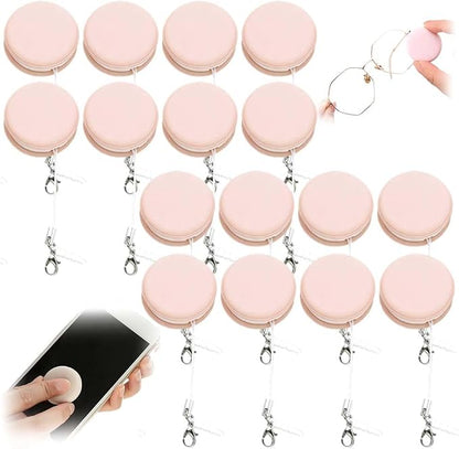 Yilia Macaron Phone Screen Cleaner, Cute Macaron Design Mobile Phone Screen Cleaner, Washable Dedusting Tool for Eyeglasses and Cell Phones (Pink, 16pcs)