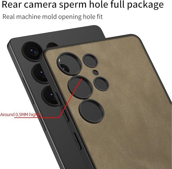 Leather Case for Samsung Galaxy S25 Ultra/S25 Plus/S25, Full Lens Protection Slim Thin Business Cover Minimalist Shell (Green,Samsung Galaxy S25 Plus)