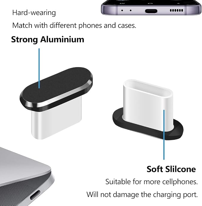 USB C Dust Plug, Type C Anti Dust Cover Protector Cap with Phone Speaker Cover Compatible with iPhone 17 16 15 Series, Samsung Galaxy S22/S21/S20, Note 20/10, All USB C Devices