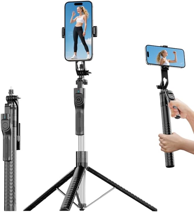 Phone Tripod and Selfie Stick, Extendable Cell Phone Tripod with Wireless Remote, Tripods Stand for iPhone & Travel Selfie Stick 360° Rotation Compatible with iPhone Android, Camera