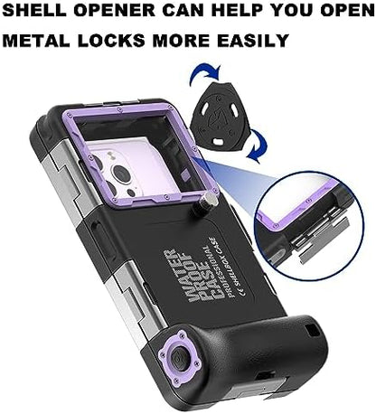 ShellBox Case Diving Case 2nd Gen for iPhone 17/16/15/14/13 Pro Max Plus Air Samsung Galaxy SeriesS25-S20 Ultra, Universal Phones[4.9-6.9 Inch],Snorkeling[15m/50ft] Full Body Protector Black-Purple