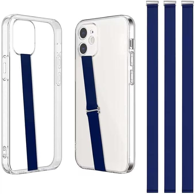TEAMOLA Silicone Phone Grip Strap - Navy 230 Phone Hand Strap Holder with Loop for Cell Phones, iPhone Grip, Finger Holder & Back of Phone Grips, Secure Anti-Slip Grip(3 Packs)