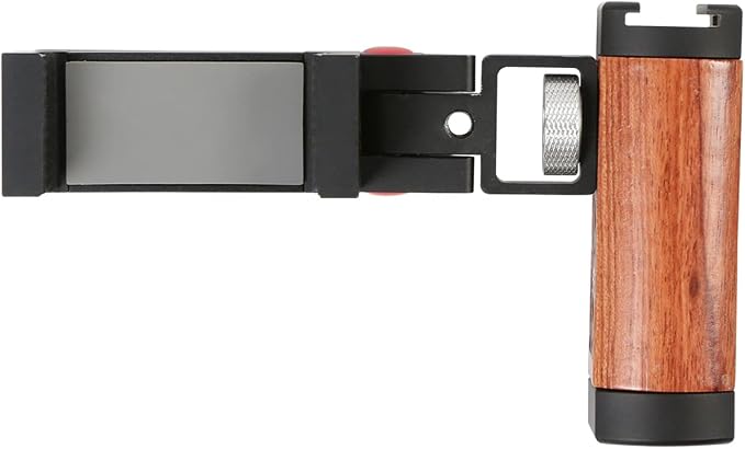 Foldable Smartphone Grip Mount with Wrist Strap, Compatible with 1/4” Standard Screw Selfie Stick for Tripod and Cold Shoe Port for Fill Light and Microphone, Compatible with All Smartphones