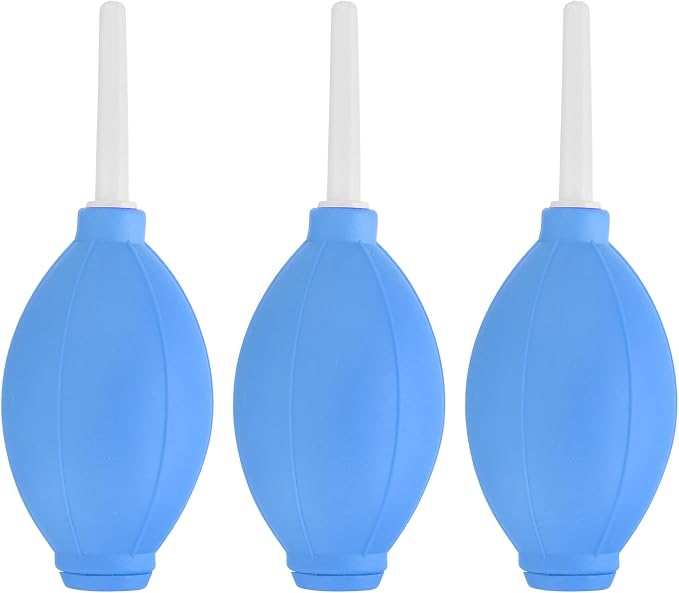 PATIKIL Soft Tip Air Blower Dust Blaster, 3 Pcs Rubber Bulb Air Pump Dust Blower Cleaner Cameras Lens Cleaning Tool with Long Nozzle for Camera Lens Computer Keyboard, Blue/White