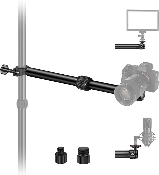 NEEWER DS001 Table Overhead Camera Mount Arm 11.8-20 inches/30-51 cm Telescopic Extension Arm for Table Stand with Ball Head Mount 1/4 Inch 3/8 Inch 5/8 Inch Screws for Webcam Camera LED Ring Light