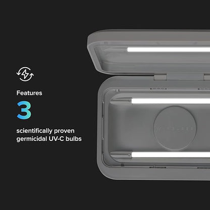 PhoneSoap Go Battery Powered UV Cell Phone Sanitizer & Universal Phone Charger Box | Patented & Clinically Proven 360-Degree UV Sanitizer Box for Smartphones | Disinfects & Charges On The Go (White)