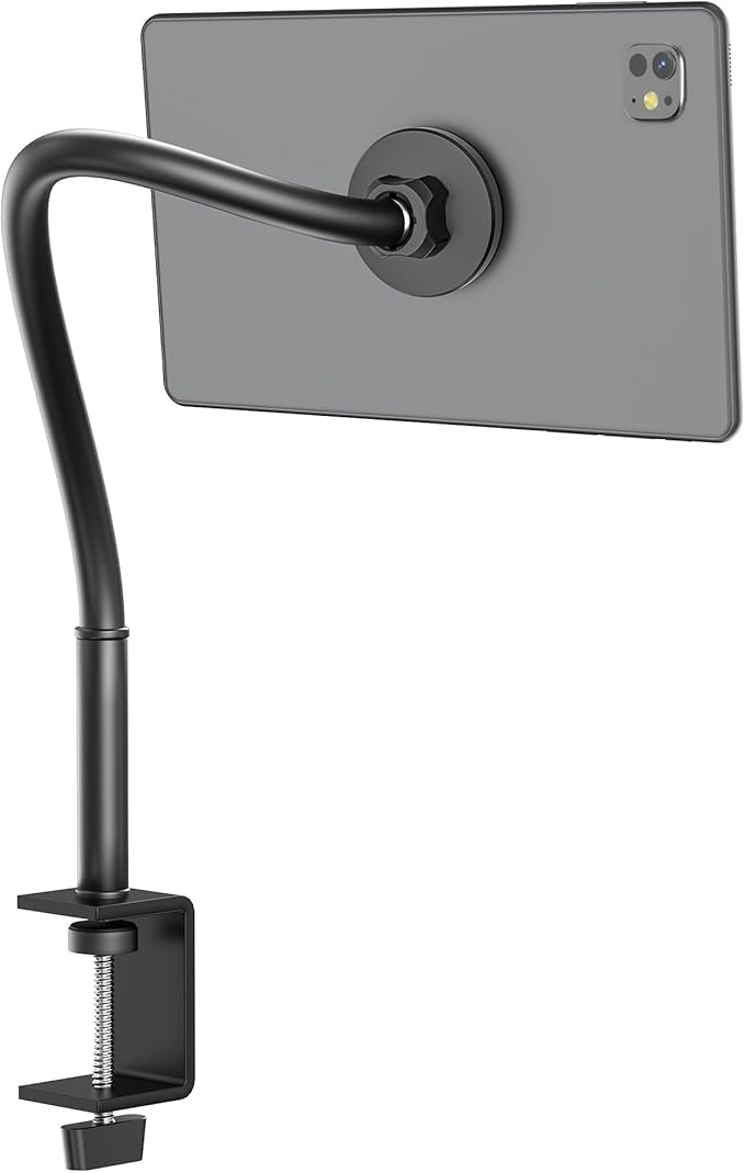 Magnetic Gooseneck Tablet Holder, iPad Desk Clamp Mount for Bed & Desk, 360 Degree Adjustable Arm, Compatible with MagSafe,Fits 4.7"-13.5" Devices, Phones, iPad Pro/Air/Mini, Kindle Fire, Galaxy Tab