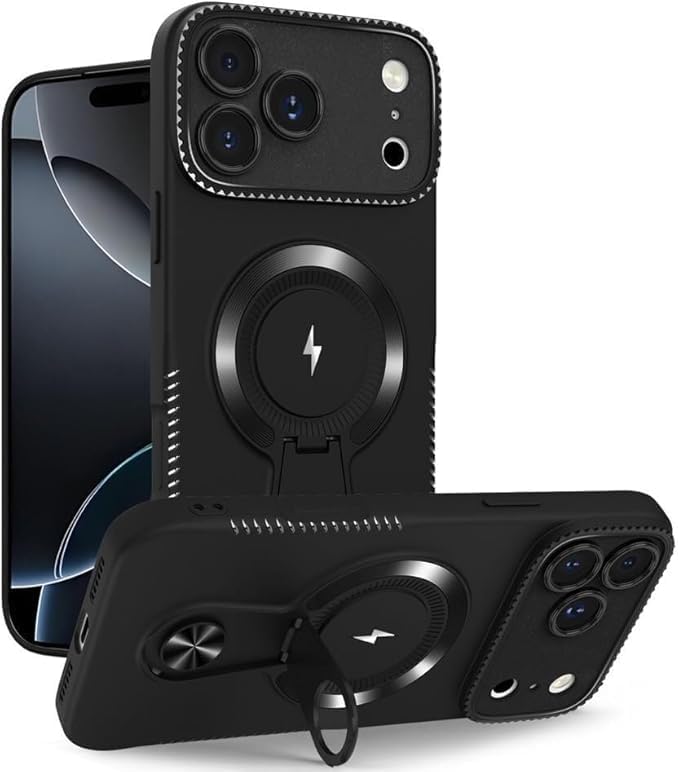 Magnetic for iPhone 17Pro Max/17/17Pro/17Air, Kickstand Frosted Shockproof Case Supports Wireless Charging Ultra-Thin Cover (17Pro Max,Gray) (17,Black)