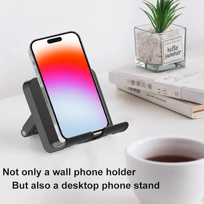 Upgraded Shower Phone Holder Tablet Wall Mount Phone Holder Removable,Self-Adhesive Cell Phone Holder for Bed Bathroom Kitchen, Compatible with iPhone Samsung Galaxy Tablet Switch - Black