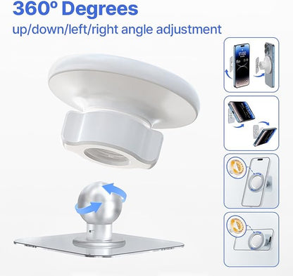 for MagSafe Wall Mount Magnetic Phone Holder Includes All Smartphone Compatible Rings (Self-Adhesive), 360 Degree Free Rotation, Shower Mirror,Bathroom,Kitchen (White)
