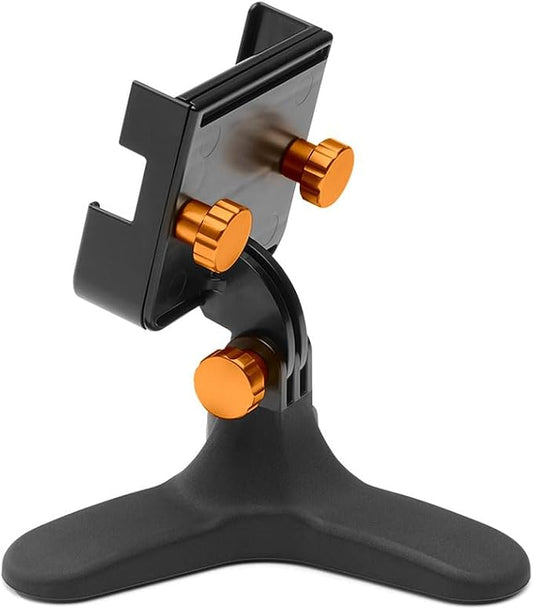 WeatherTech DeskFone Two View Universal Phone Holder for Flat Surfaces, Office, Kitchen, Nightstand - Orange Metal Knobs
