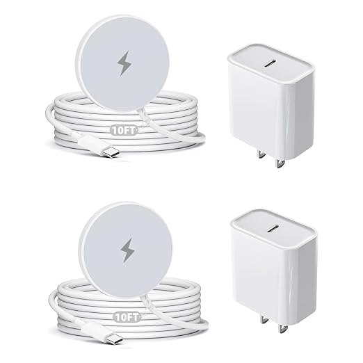 10FT Magnetic Wireless Charger,2Pack Fast Apple Mag-Safe Charger Magnet Charging Pad Mag Safe Charging for iPhone 17Pro Max/16 Pro Max/16Pro/16/iPhone 15Pro Max/15 Plus/14/13/12/AirPods 3/2/Pro/Pro 2