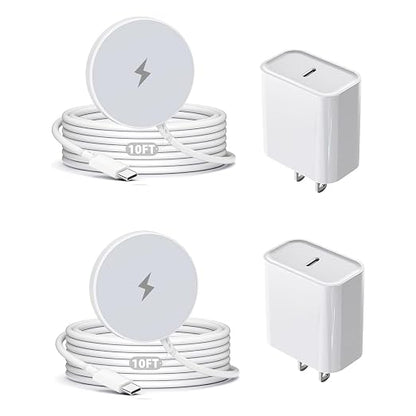 10FT Magnetic Wireless Charger,2Pack Fast Apple Mag-Safe Charger Magnet Charging Pad Mag Safe Charging for iPhone 17Pro Max/16 Pro Max/16Pro/16/iPhone 15Pro Max/15 Plus/14/13/12/AirPods 3/2/Pro/Pro 2