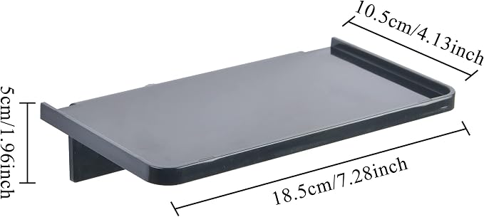 Stick-on Wall Shelf - Small Wall Mounted Adhesive Clear Acrylic Shelf Phone Holder Shelves Wipes Rack for Bathroom,Kitchen,Toilet,Office - Black