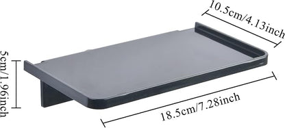 Stick-on Wall Shelf - Small Wall Mounted Adhesive Clear Acrylic Shelf Phone Holder Shelves Wipes Rack for Bathroom,Kitchen,Toilet,Office - Black