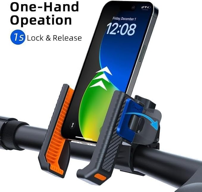 Bike Phone Mount, Bike Bicycle Mount Handlebar Cell Phone Clamp Ebike Scooter Holder Clip for iPhone 16 Pro Max/Plus, 15 Pro Max, S10, S20, More 4.7" to 6.8" Smartphones