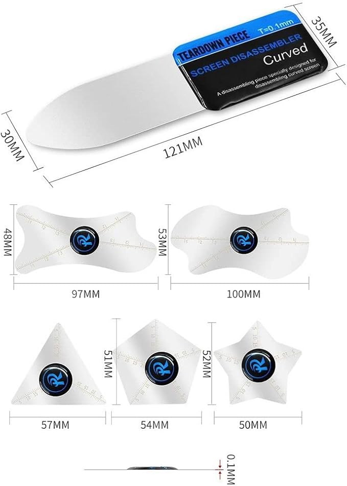 6PCS Curved Screen Ultra Thin Metal 0.1mm Steel Opening Tool For Mobile phone Ipad Laptop Screen Separating Opening Pry Tool