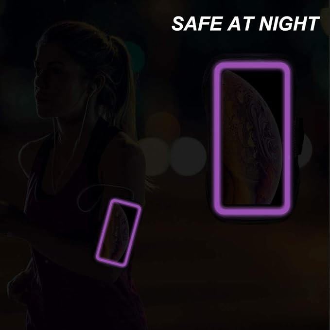 Armband for iPhone 17/17 Pro/16/16 Pro/15/15 Pro/14/14 Pro/13/13 Pro/12/12 Pro/11/XR,Sweatproof Running Exercise Bag with Card Slot for iPhone 16,15,14,13,12,11,iPhone XR(Purple)