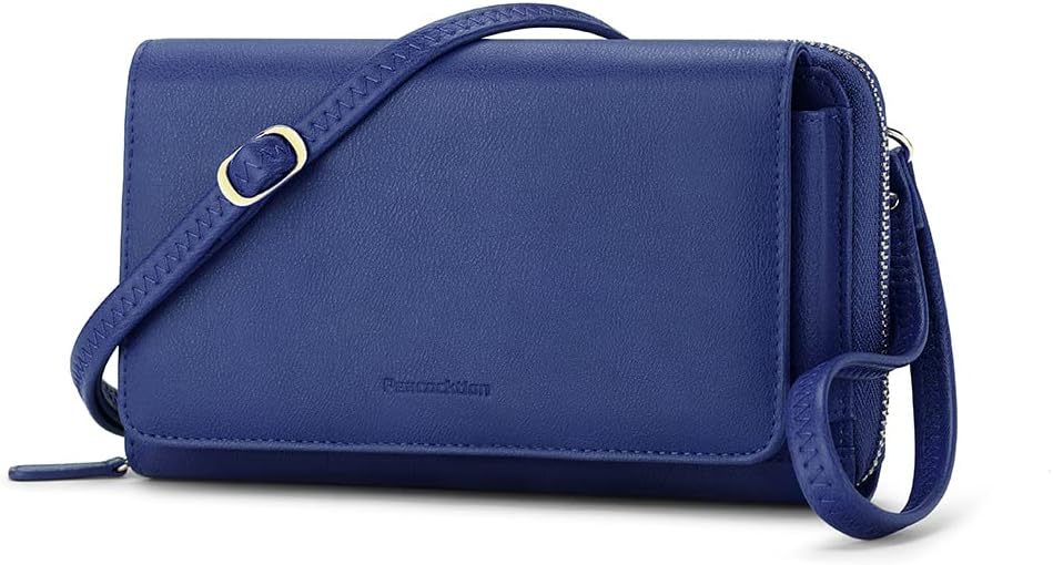 Peacocktion Crossbody Bags for Women RFID Wristlet Wallets Travel Vegan Leather Small Clutch Purses with Phone Pocket Zipper
