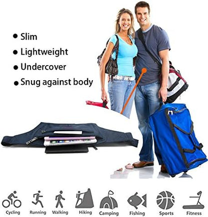 Naoki Outdoor Sports Running Jogging Cycling Hiking Camping Climbing Travel Ultra-thin Waterproof Polyester Waist Pack/Bag Runner Belt(Dark Blue)