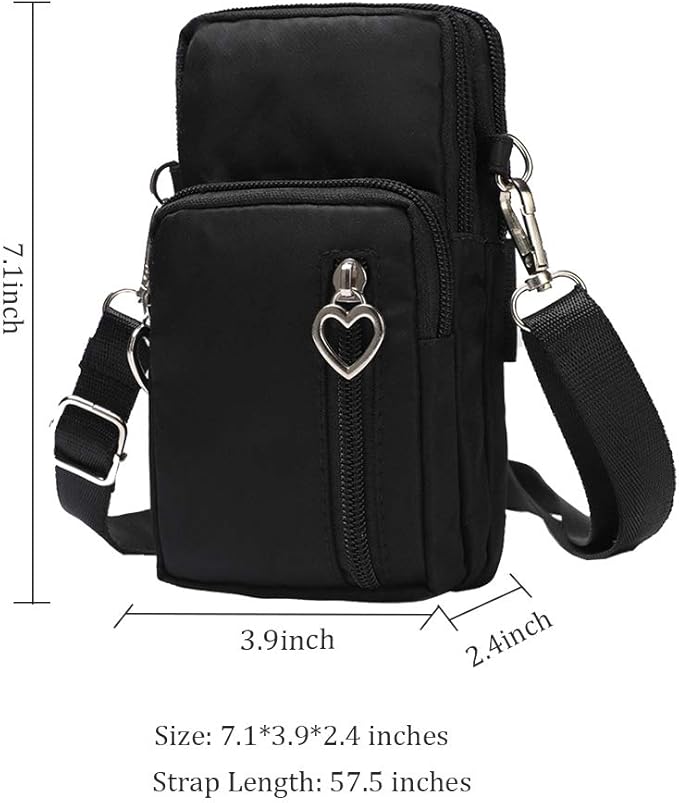 Outdoor Sweat-Proof Running Armbag Cross-Body Shoulder Casual Wallet Purse Crossbody Bag Gym Fitness Cell Phone Key Holder for iPhone 13 12 Pro Max Xs Max/Xr,Galaxy Note 10, P30 Pro,Black