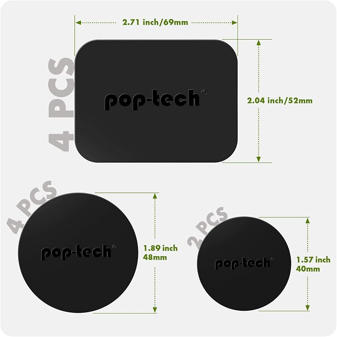 Metal Plate for Phone Magnet, 10 Pack Replacement Magnet Disc Magic Mount Sheet with Adhesive Backing for Magnetic Car Holder Cradle Stand (Dashboard/Vent/CD Slot/Windshield)- Rectangle & Round Black