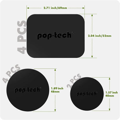 Metal Plate for Phone Magnet, 10 Pack Replacement Magnet Disc Magic Mount Sheet with Adhesive Backing for Magnetic Car Holder Cradle Stand (Dashboard/Vent/CD Slot/Windshield)- Rectangle & Round Black