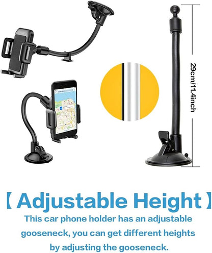 Car Phone Holder Mount, Cell Phone Holder for Car,Universal Car Phone Mount Windshield with Strong Suction, Anti-Shake Stabilizer Phone Car Holder,Compatible with All iPhone Android Smartphone