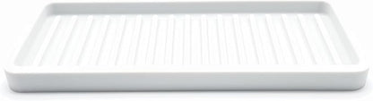 Happitasa Silicone Kitchen Sink Organizer Tray, Sponge Holder and Countertop Protector | Bathroom and Kitchen Soap Dish and Dispenser Tray (White, 9"x3.5", 5.6 Ounces)