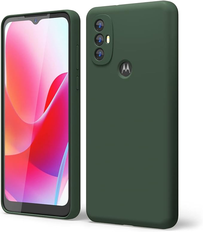 oakxco for Motorola Moto G Power 2022 Phone Case/Moto G Play 2023 Phone Case Liquid Silicone, Thin Slim Soft Rubber Gel TPU Plain Simple Cover for Women, Matte Solid Color,Dark Green