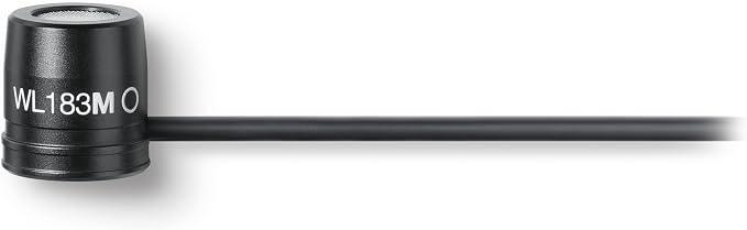Shure WL183M Professional Low-Profile Lavalier Microphone - Omnidirectional Condenser Lav Mic with TA4F Termination, includes Pouch, Tie Clip & Snap-Fit Windscreen - Black (WL183MB/O-TQG)