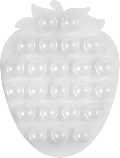 Silicone Phone Grip, 23 Suction Cups, Suitable for Selfies and Videos on Mirrors, bathrooms and Smooth Surfaces, Compatible with iPhone, Samsung(Strawberry Shaped, Transparent)