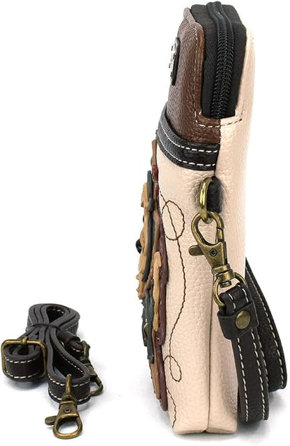 CHALA Dog Collection Cell Phone Crossbody Purse-Women PU Leather/Canvas Multicolor Handbag with Adjustable Strap
