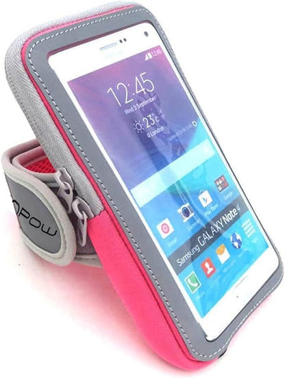 Multifunctional Outdoor Sports Armband Sweatproof Running Armbag Casual Arm Package Bag Gym Fitness Cell Phone Bag Key Holder for iPhone 17 16 15 13 Max Pro Plus Samsung Galaxy Note S25 S24 Edge, Pink