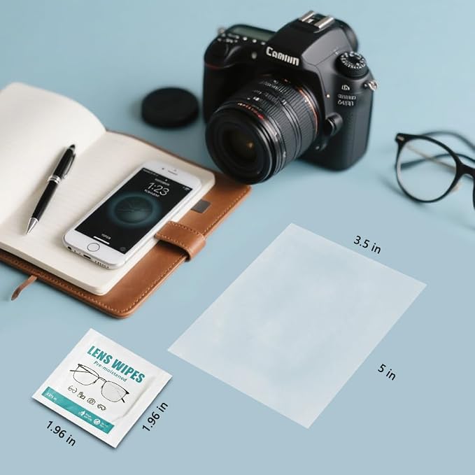 200 Count Lens Wipes for Eyeglasses Individually Wrapped Pre-Moistened Wipes Cleaner for Glasses Screens Camera Lens