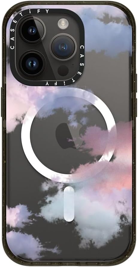 CASETiFY Impact iPhone 14 Pro Case [4X Military Grade Drop Tested / 8.2ft Drop Protection/Compatible with Magsafe] - Clouds - Glossy Black