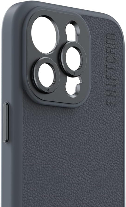 ShiftCam Leather Camera Case Compatible with iPhone 15 | Built-in Lens Mount | Magnetic-Case | Shoot Stunning Photos Instantly (iPhone 15 Series, iPhone 15 Pro) Charcoal