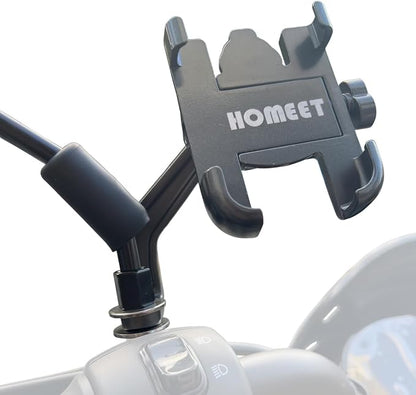 Motorcycle Phone Mount for Rearview Mirror, Metal Motorbike Phone Holder Smartphone Holder Mount 360° Rotation Adjustable, Universal for 6mm-10mm Diameter Scooter Motorcycle Mirror