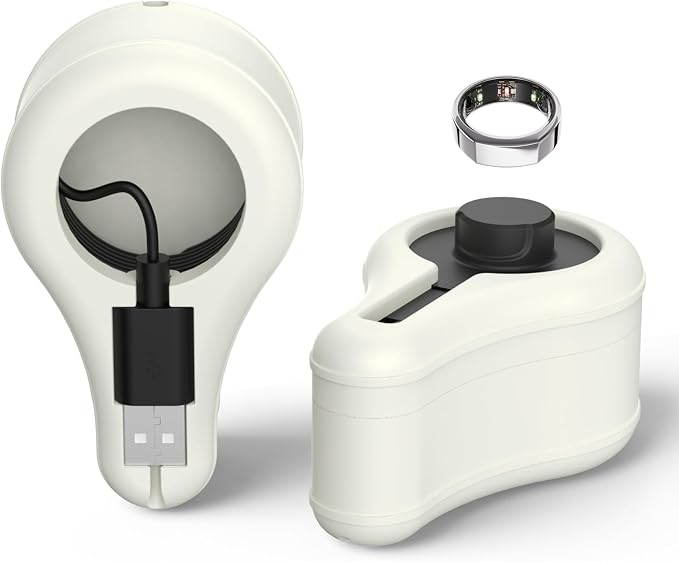 Silicone Charger Protector Case for Oura Ring Gen3 - Compatible with Sizes 6-13, Stand Case - Off White