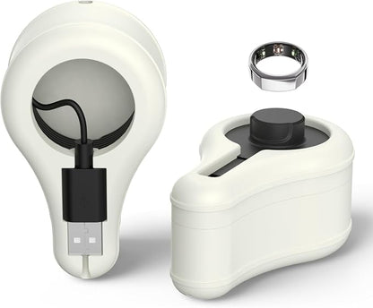 Silicone Charger Protector Case for Oura Ring Gen3 - Compatible with Sizes 6-13, Stand Case - Off White