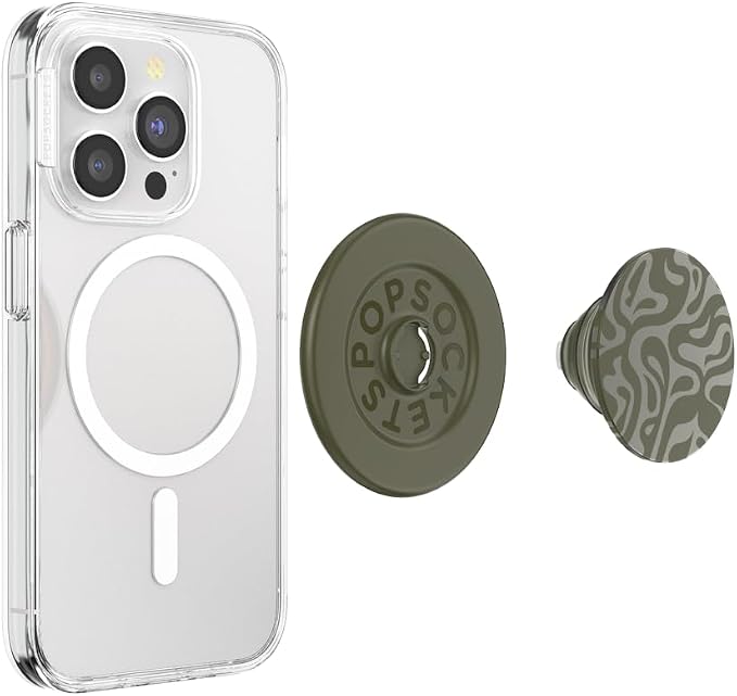 PopSockets Phone Grip for MagSafe, Magnetic Holder, Phone Stand, Green - Alum Swirl