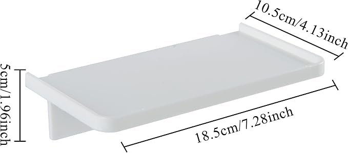 Stick-on Wall Shelf - Small Wall Mounted Clear Acrylic Wonder Shelf Phone Holder Shelves Wipes Rack for Bathroom,Kitchen,Toilet,Office - White