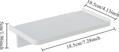 Stick-on Wall Shelf - Small Wall Mounted Clear Acrylic Wonder Shelf Phone Holder Shelves Wipes Rack for Bathroom,Kitchen,Toilet,Office - White