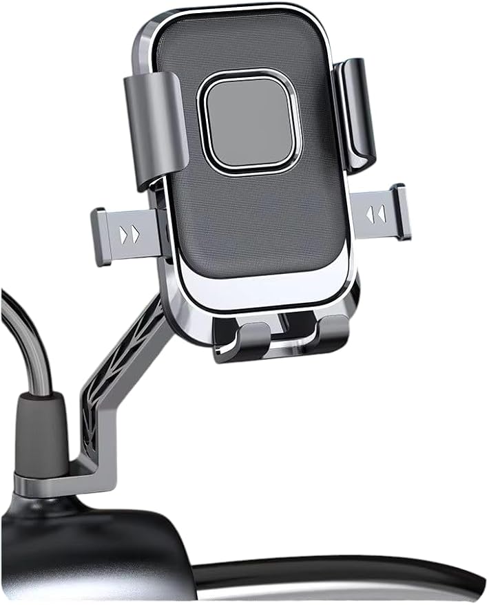 Cell Phone Stand Flexible Mobile Clip Mount Quickly Lock Bike Phone Holder Bicycle Motorcycle (Rearview Black)