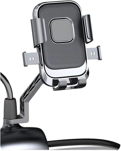 Cell Phone Stand Flexible Mobile Clip Mount Quickly Lock Bike Phone Holder Bicycle Motorcycle (Rearview Black)